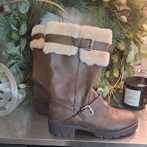 Rocket Dog Tan Fur-Trimmed Winter Boots